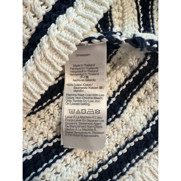 MADEWELL Crochet-Knit Crewneck Sweater Tank Bright Ivory‎ Striped SMALL NWT - Picture 9 of 11